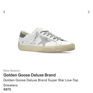 Golden Goose White Leather Super-Star Sneaker with Gray Star and Laces | EU 37